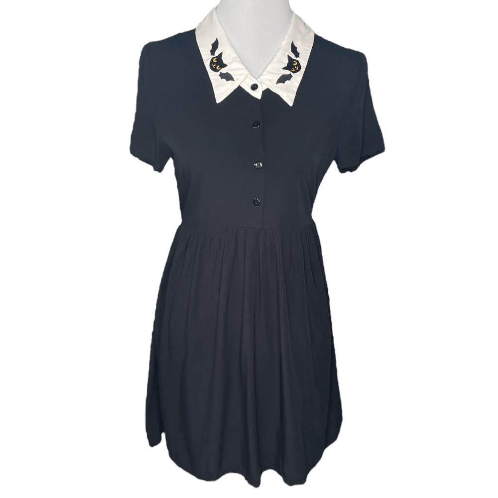 ModCloth x DangerField When Bats & Cats Collide Halloween Dress Black Size 10